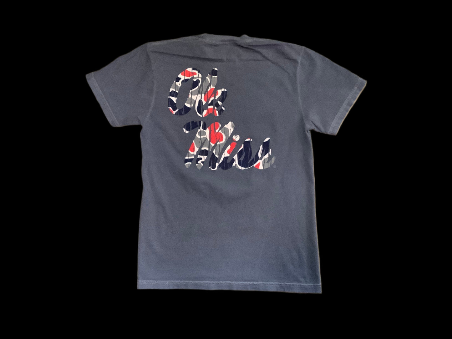 Ole Miss Script Camo Tee