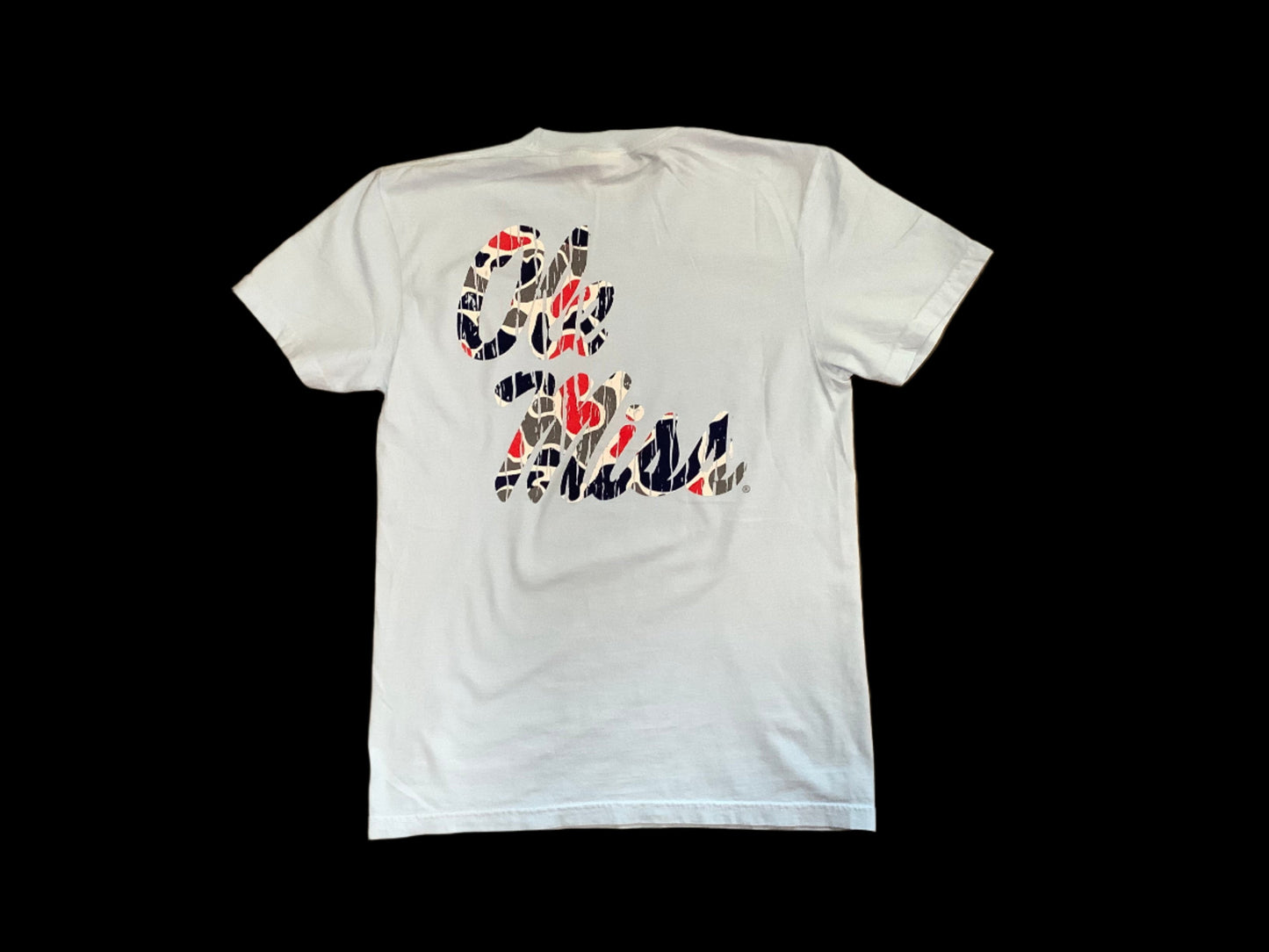 Ole Miss Script Camo Tee