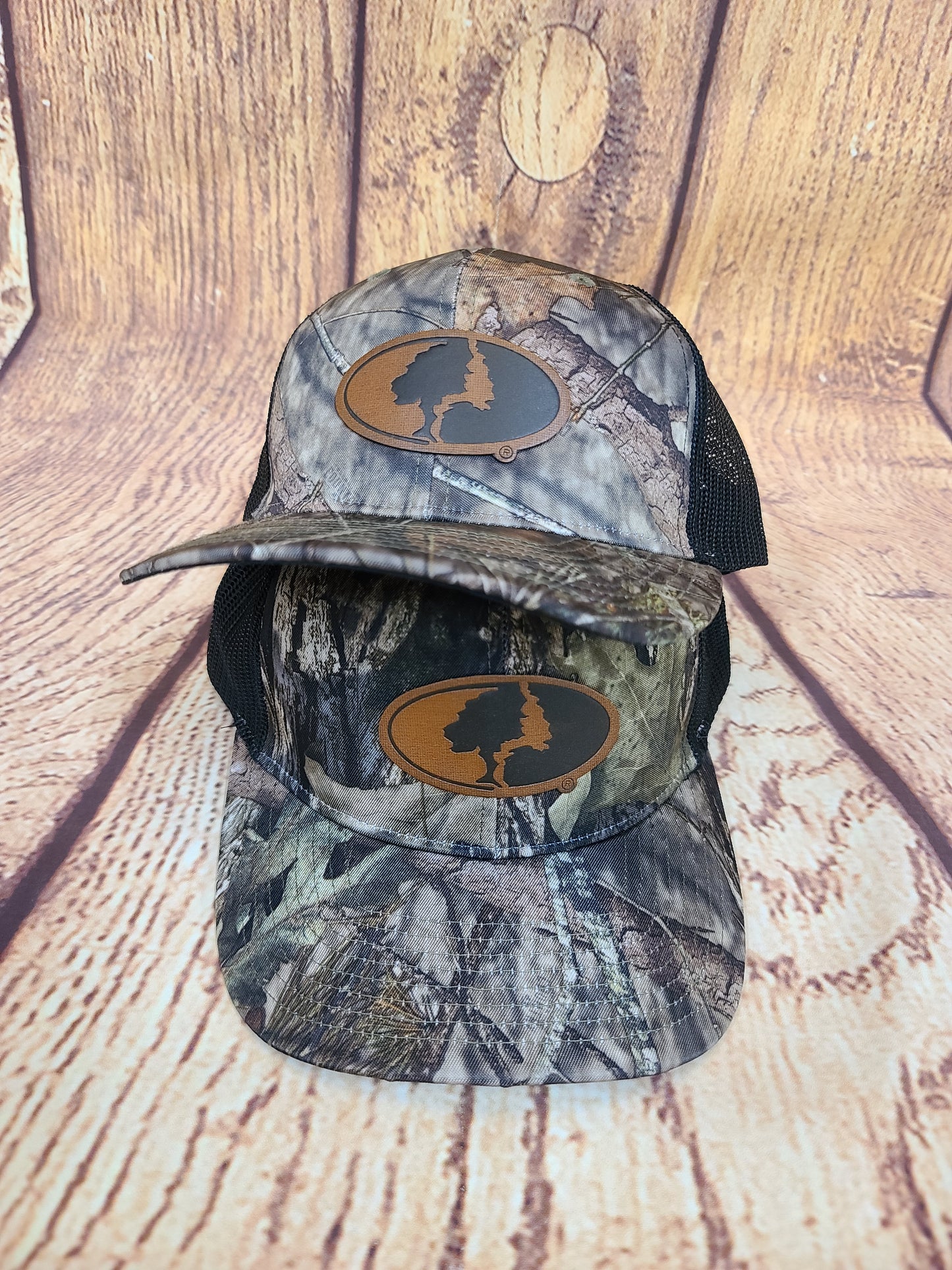 Mossy Oak Brown Leather Patch Cap