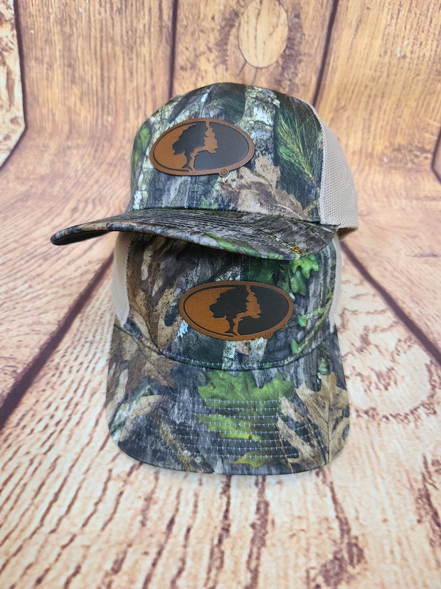 Mossy Oak Brown Leather Patch Cap