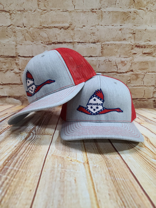 AR Flag Goose Heather Grey and Red Snap Back