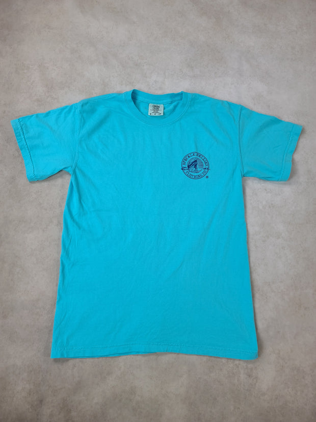 Distressed Logo Lagoon Blue with Navy