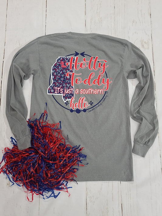 Ole Miss Hotty Toddy Southern Hello Long Sleeve