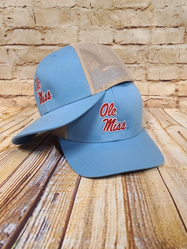 Ole Miss Stacked Logo Cap with Red