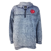 Sherpa Quarter Zip Pullover Frost Navy with Coral & Navy Logo