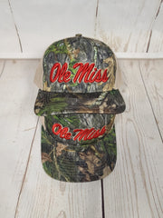 Script Ole Miss Puff Obsession/Khaki Cap with Red
